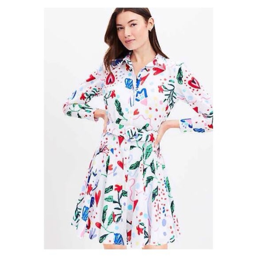 LOFT Multicolor Long Sleeve Dress
